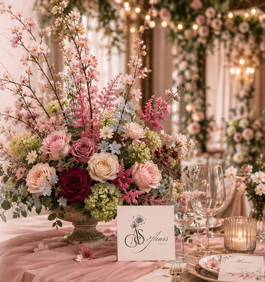 Centre de table floral pour événement AS2Fleurs